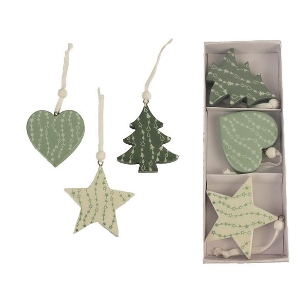 Dekorace k zavěšení, 3ks D3480 - 6,3 - 7,5 x 1 x 6 -7,5 cm