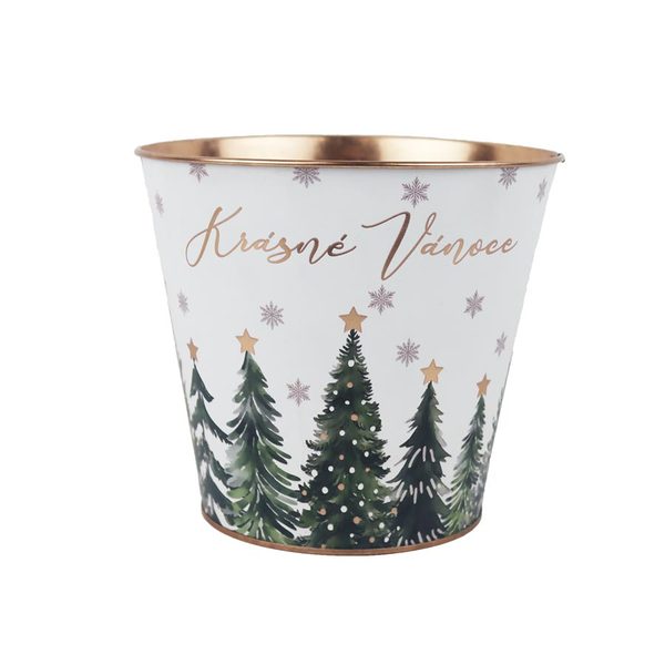 Vánoční plechový květináč K4987/3 - D16.5XH15.2 cm B:D12 cm - Morex – Bexis.cz
