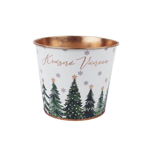 Vánoční plechový květináč K4987/1 - D12XH10 cm B:8.5 cm - Morex – Bexis.cz