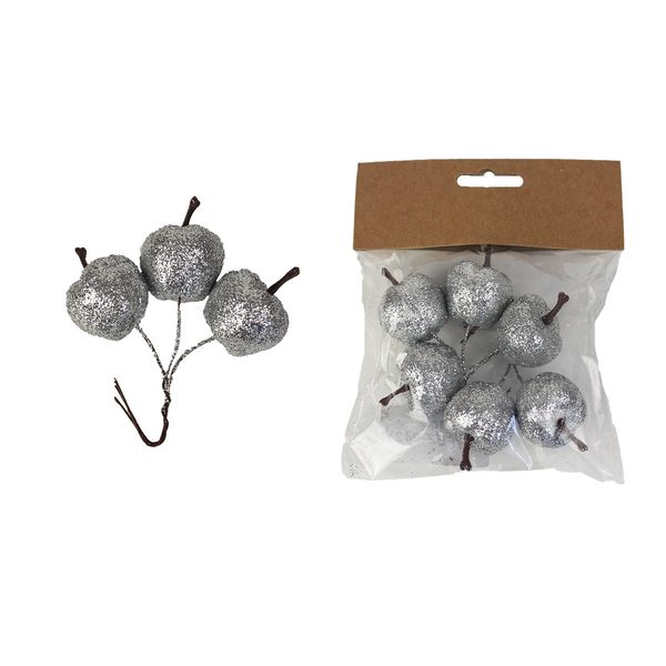 Dekorace jablko 6 ks X2997-28 - dia 3 x 4/11 cm