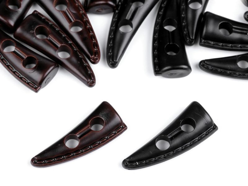 Designový knoflík roh s prošitým stehem 16x40 mm 10 kusů