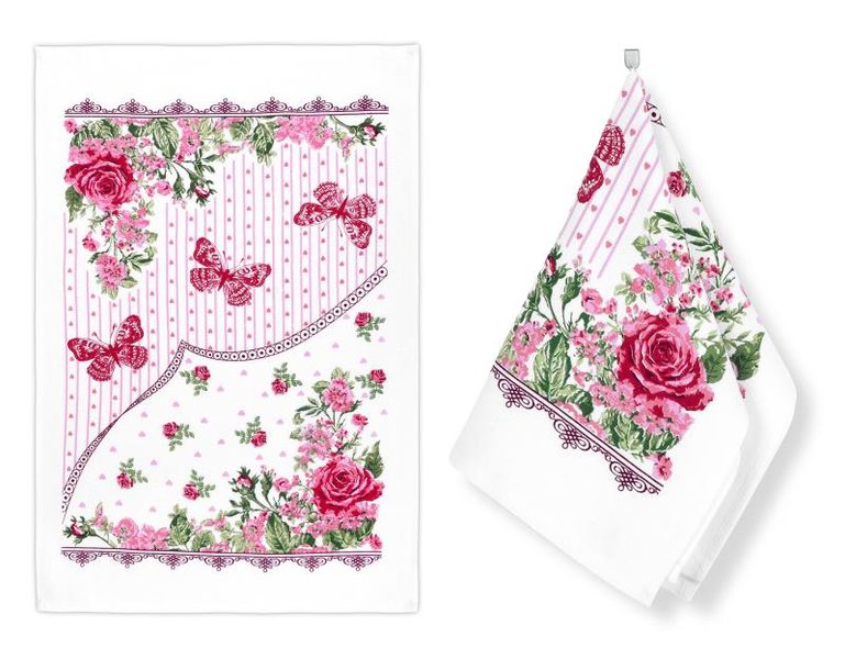 Kuchyňské utěrky - sada 2 kusů Růžová,Červená,Zelená 206 40x60 cm