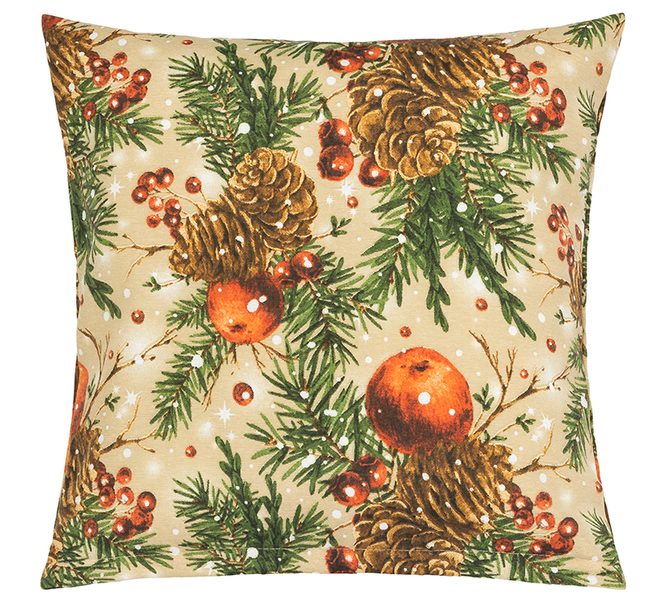 Povláček Vánoce - 45x45 cm Šišky a jablka vánoční