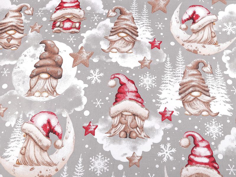 Vánoční bavlněná látka / plátno skřítek METRÁŽ