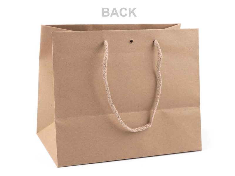 Papírová taška natural s průhledem a širokým dnem