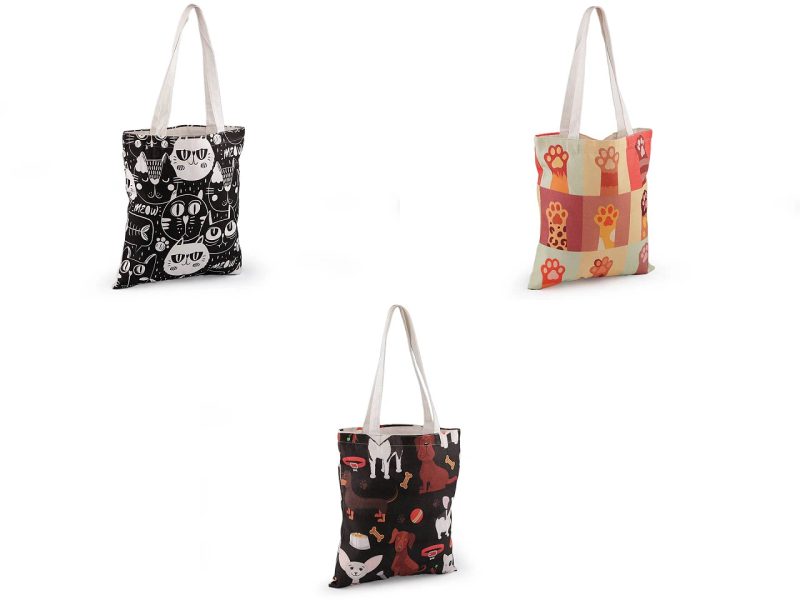 Textilní taška bavlněná pes, kočka 34x39 cm