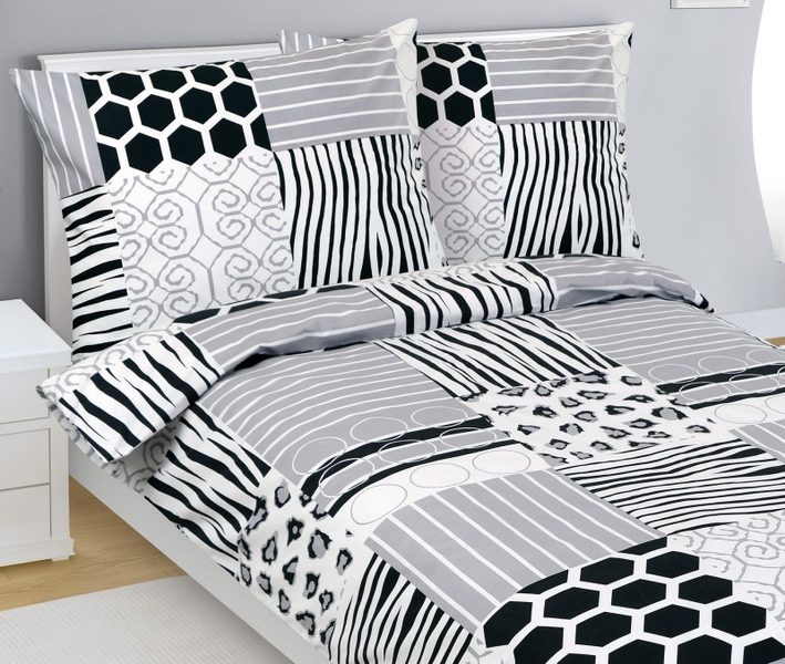 Povlečení bavlněné Šedá,Černá,Bílá 90/920