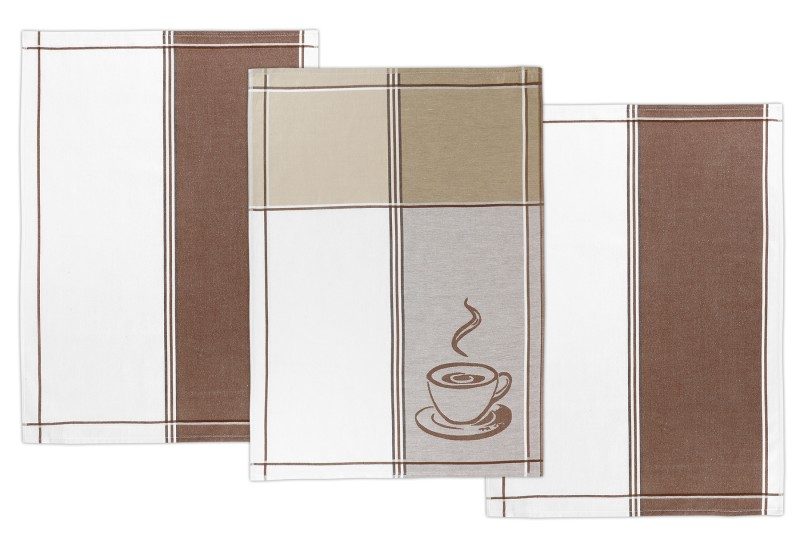 Kuchyňské utěrky - sada 3 kusů Béžová,Hnědá,Bílá 165 50x70 cm