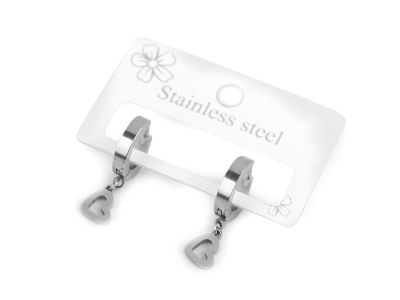 Náušnice z nerezové oceli srdce, čtyřlístek, hory