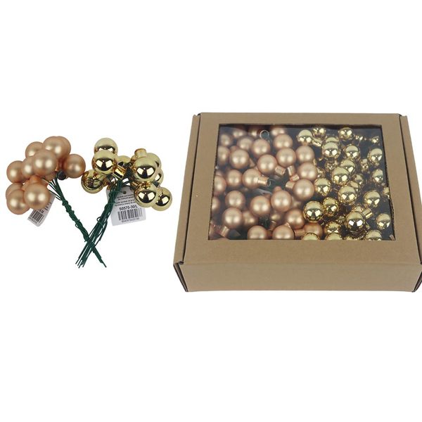 Skleněné baňky na drátku champagne, pr.2,5 cm, S0571-30/BOX 144 ks - 2,5 cm