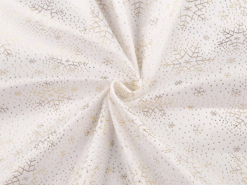 Dekorační samet / velvet vánoční se zlatým potiskem METRÁŽ