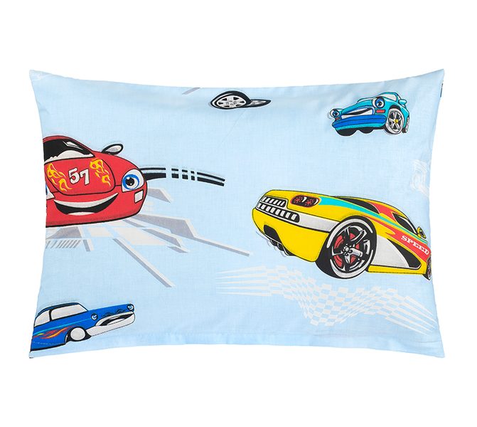 Povláček bavlna - 40x60cm na zip ( pouze povlak ) Auto závodní modrá
