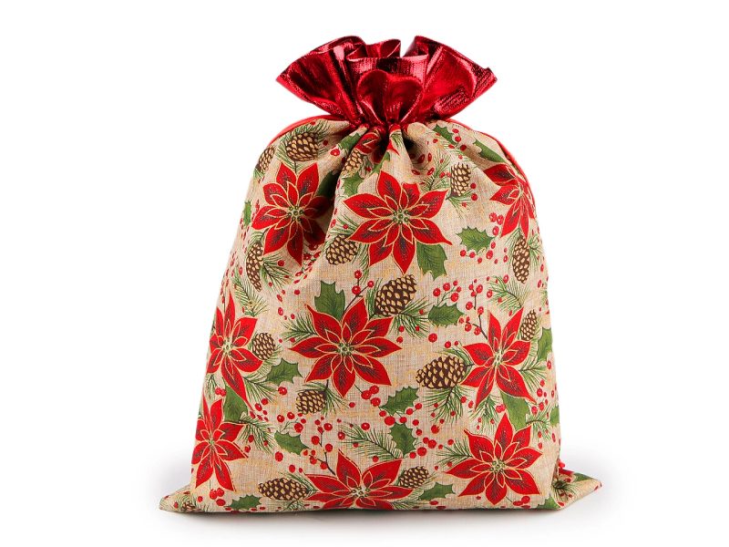 Vánoční dárkový pytlík 30x40 cm imitace juty