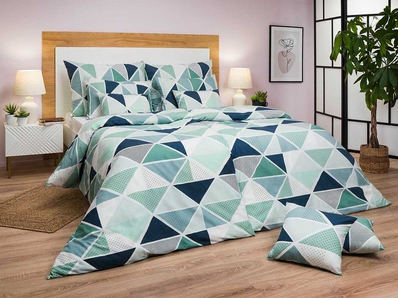 Bavlněné povlečení Pyramidy mentolové 140x200, 70x90 cm - Dadka – Bexis.cz