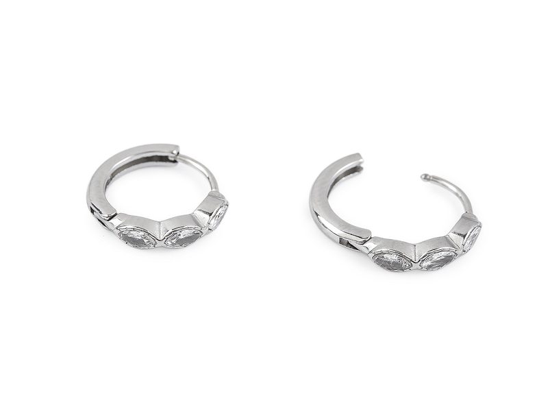 Náušnice z nerezové oceli kroužky s broušenými kamínky