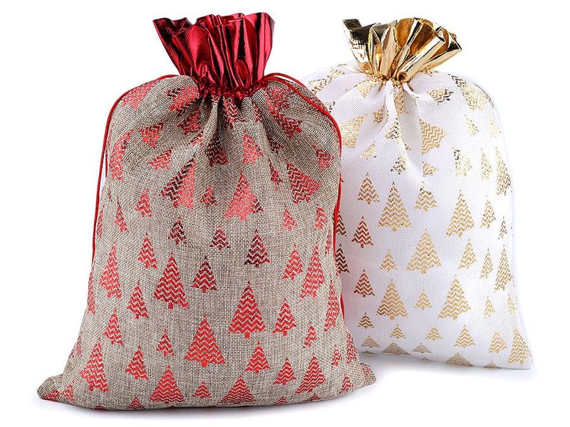 Dárkový vánoční / mikulášský pytlík 30x40 cm imitace juty