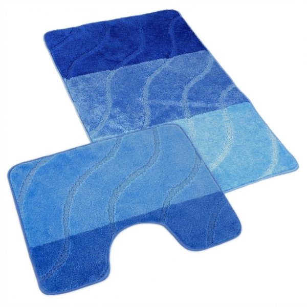 Koupelnová a WC předložka vlny modré