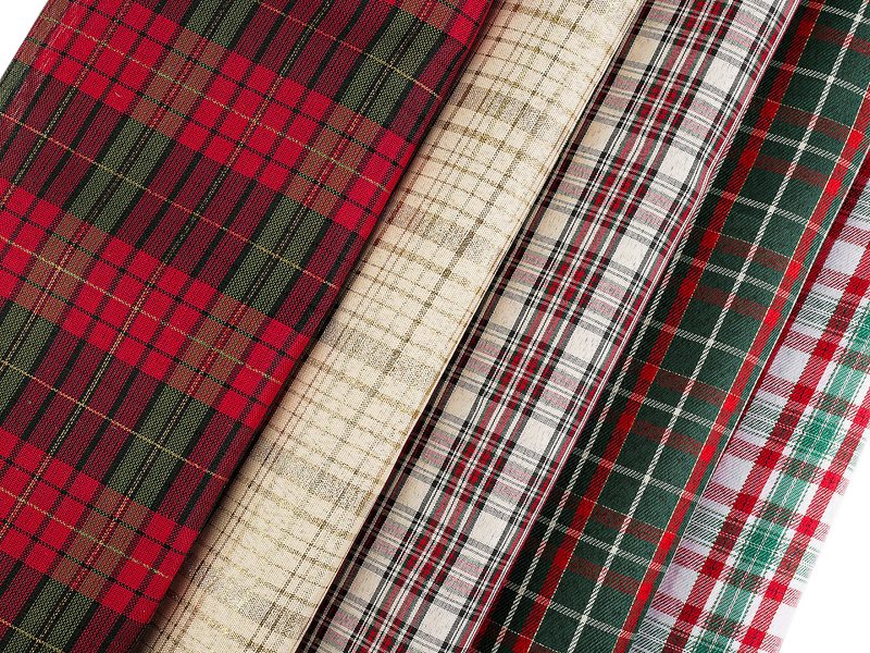 Vánoční dekorační káro s lurexem METRÁŽ