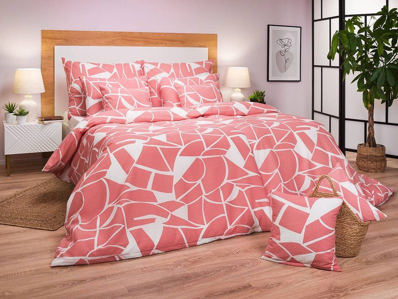 Krepové povlečení Julius lososové na bílém podkladu 140x200, 70x90 cm{% if zbozi.vyrobce.nazev %} – Dadka{% endif %} – Bexis.cz