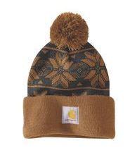 Čepice Carhartt - 106647 BRN Knit Pom Jacquard Beanie