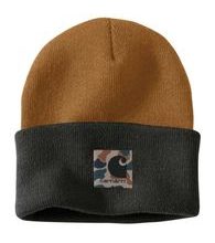 Čepice Carhartt - 105523 BRN KNIT CAMO PATCH BEANIE