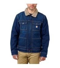 Bunda Carhartt - 105478H87 Relaxed Fit Denim Sherpa-Lined Jacket