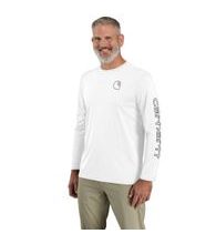 Carhartt triko - 107202 WHT FORCE SUN DEFENDER™ LIGHTWEIGHT LONG-SLEEVE LOGO GRAPHIC T-SHIRT