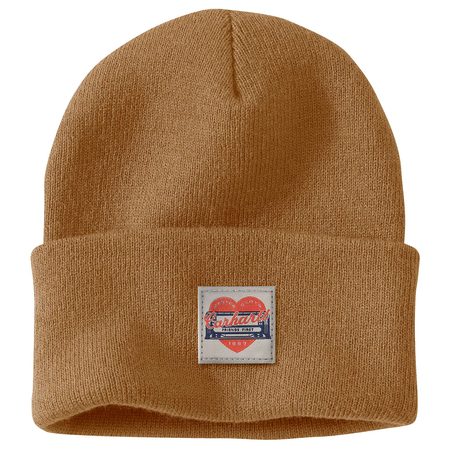 čelenka Carhartt - 107409 BRN Knit Heart Patch Beanie
