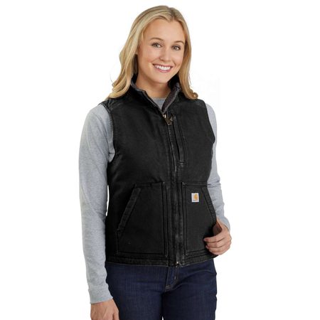Dámská vesta Carhartt - 104224 BLK Washed Duck Sherpa Lined Mock Neck Vest