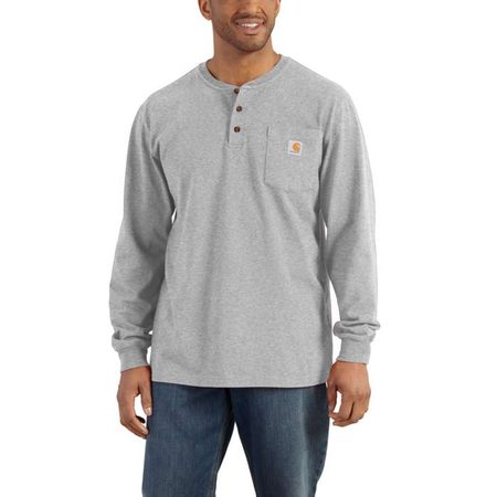 Carhartt triko - K128 HGY  Loose Fit Heaweight Long-Sleeve Pocket Henley T-Shirt