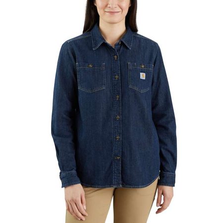 Dámksá Carhartt košile -105492 H85 RELAXED FIT MIDWEIGHT DENIM LONG-SLEEVE SHIRT