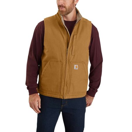 Vesta Carhartt -104277 BRN Washed Duck Lined Mock Neck Vest