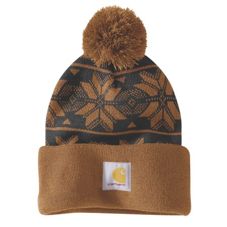 Čepice Carhartt - 106647 BRN Knit Pom Jacquard Beanie