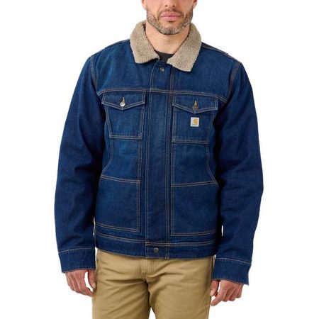 Bunda Carhartt - 105478H87 Relaxed Fit Denim Sherpa-Lined Jacket