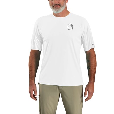Carhartt triko - 107182 WHT Carhartt Force Sun Defender™ Lightweight Short-Sleeve Logo Graphic T-Shirt