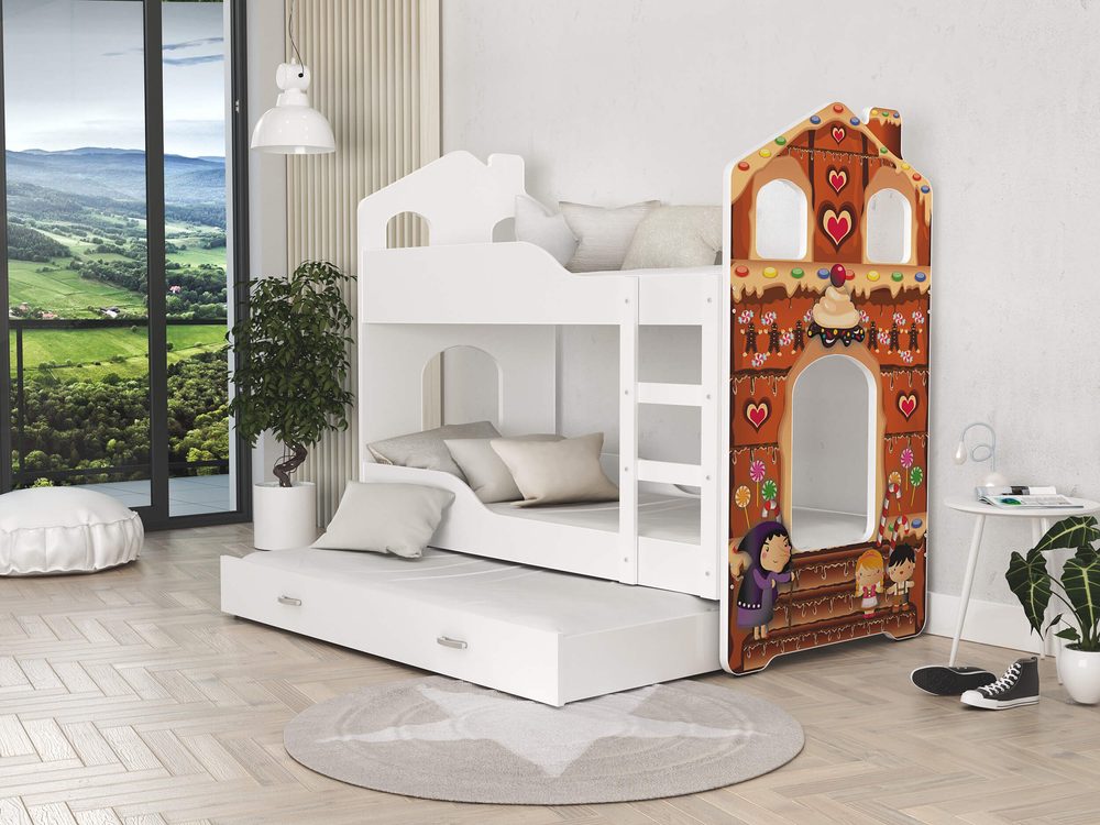 AJK - meble AJK meble Patrová postel Dominik 3 190 x 80 cm + rošt a přistýlka ZDARMA