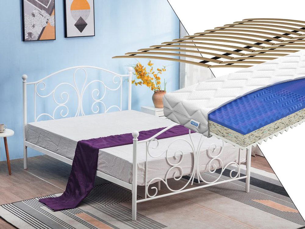Levně Kovová postel Panama 90 x 200 cm s matrací a roštem