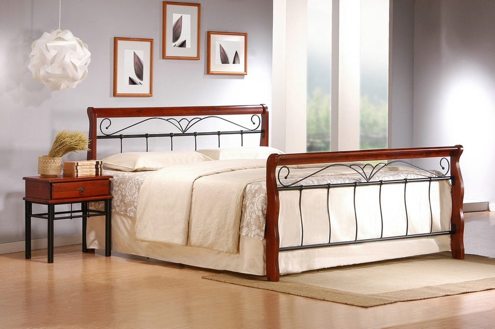 Halmar VERONICA bed 160 cm color: ant. cherry/black