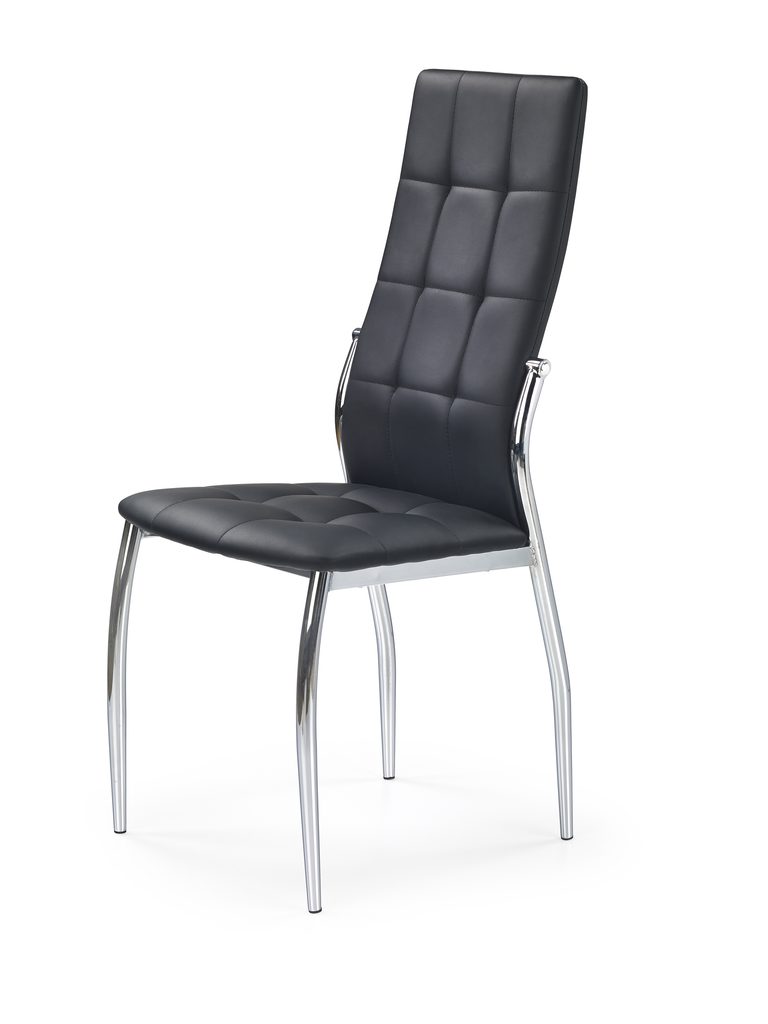 Černá jídelní židle K209 z eko kůže s podnožím z chromované oceli - Halmar  - www.maxi-postele.cz