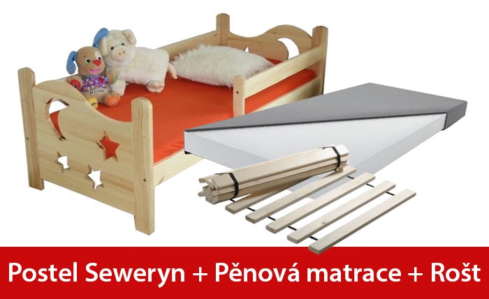 Postel SEWERYN 80 x 180 cm + pěnová matrace + rošt - Maxi-drew - www.maxi- postele.cz