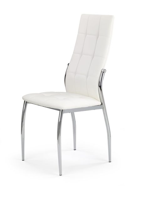 Bílá jídelní židle K209 z eko kůže s podnožím z chromované oceli - Halmar -  www.maxi-postele.cz