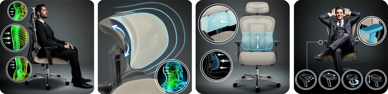 Ergonomická kancelářská židle Talin Micro Mesh – detaily provedení