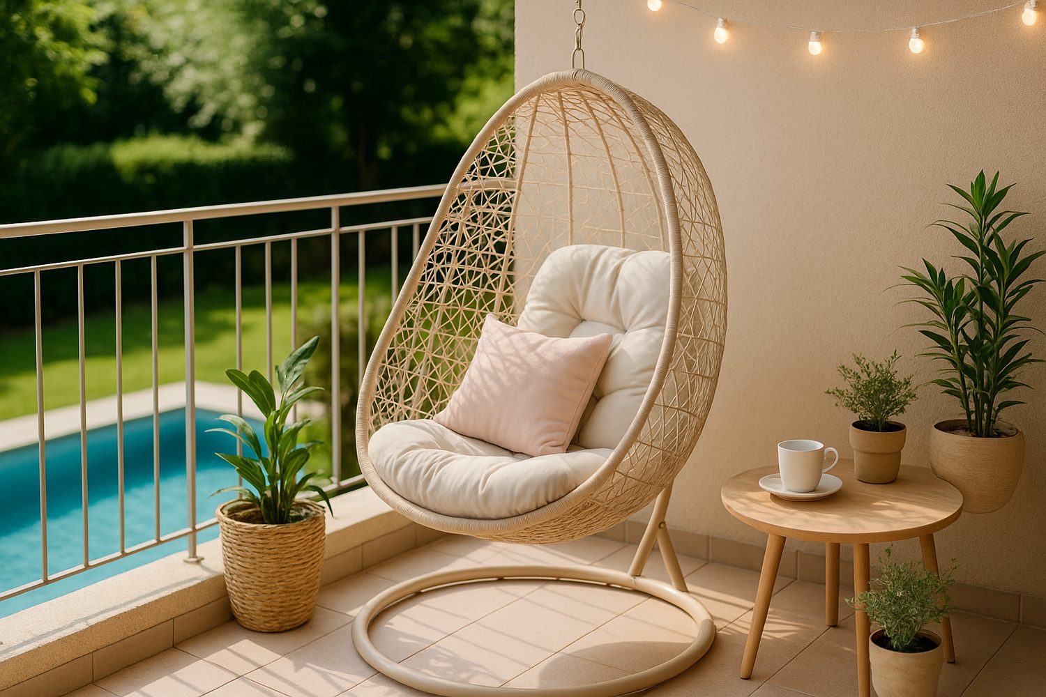 Závěsné křeslo na balkóně pro perfektní odpočinek