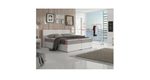 Komfortní postel, šedá látka / bílá ekokůže, 180x200, NOVARA MEGAKOMFORT VISCO