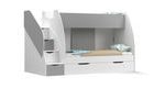 Dvoupatrová postel s úložným prostorem a schody Torfi 80 x 200 cm