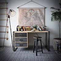 Kovový psací stůl s šuplíky Steel wood