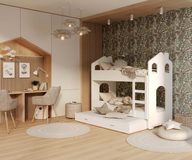 Patrová postel Domek Dominik 3 s přistýlkou 190 x 80 cm + rošt ZDARMA