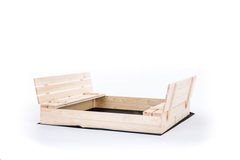 Dřevěné uzavíratelné pískoviště s lavičkami Sunny, surové - 140 cm