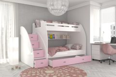 Dvoupatrová postel s úložným prostorem a schody Zuzia 90/120x200 cm + rošt ZDARMA