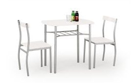 Bílá jídelní sestava stolu se 2 židlemi Lance